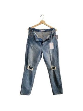 NWT Cello Distressed Straight Leg Jeans Light Wash High Rise Sz 11 Y2K